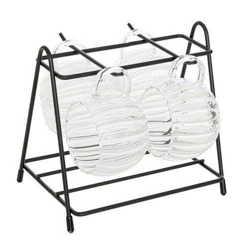 Lot De 4 Tasses à Café Sur Rack "pumpkin" 18cl Transparent