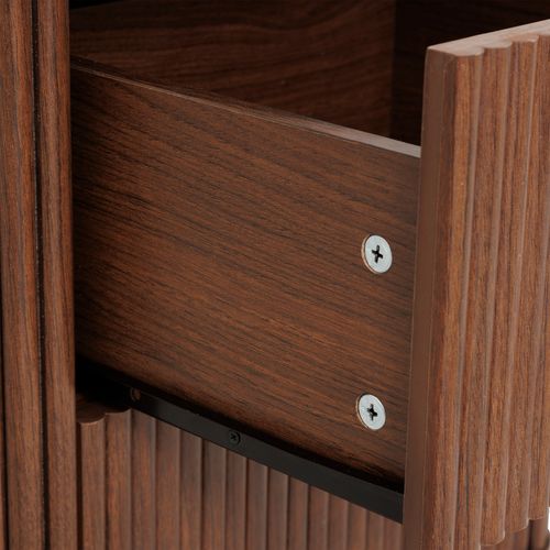 Commode 4 tiroirs WANY imitation noyer vue accessoires