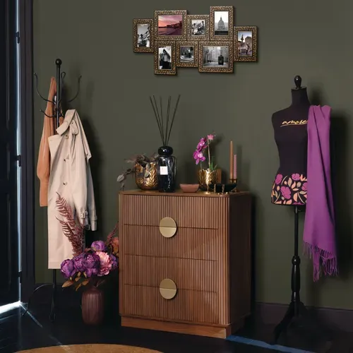 Commode 4 tiroirs WANY imitation noyer vue d'ambiance 1
