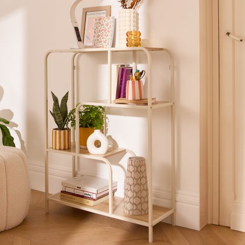 Console H. 101 cm CURVY Blanc / Naturel vue d'ambiance 1