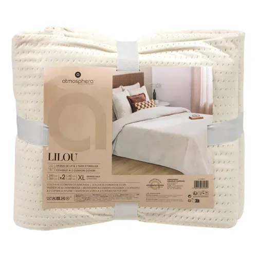 Dessus de lit 240x260+2 taies LILOU Ivoire