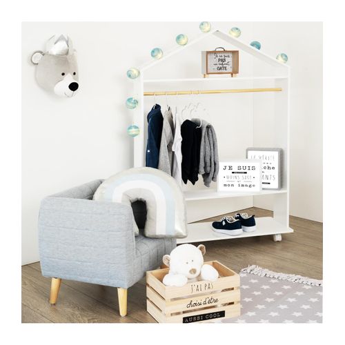 Meuble Enfant Etagère Et Penderie à Roulettes H 120 Cm
