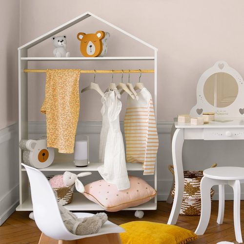 Meuble Enfant Etagère Et Penderie à Roulettes H 120 Cm