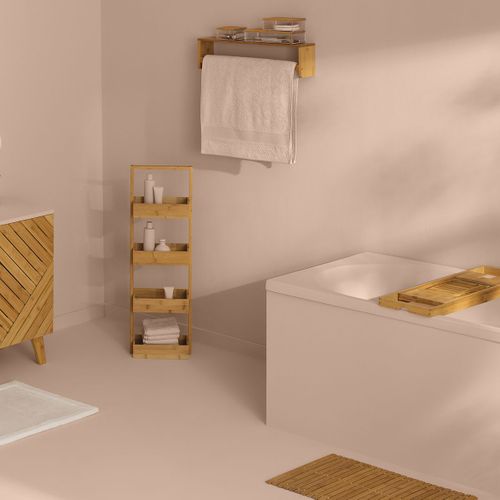 Plateau De Baignoire En Bambou Extensible 70-105 Cm - Avec Porte-livre Et Support Verre - Pour Bain Relaxant - Design Naturel/noir