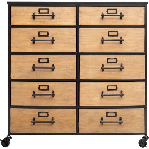 Commode à Roulettes Design Métal Baris - L. 84 X H. 86 Cm - Noir