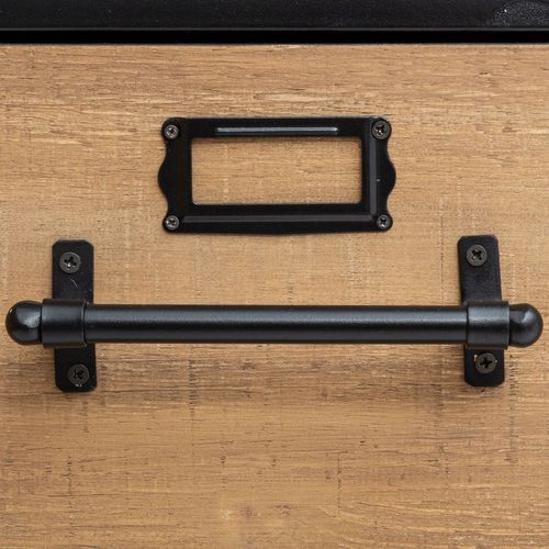 Commode à Roulettes Design Métal Baris - L. 84 X H. 86 Cm - Noir