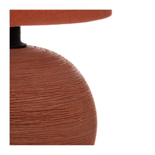 Lampe En Céramique Pied Boule Striée Terracotta