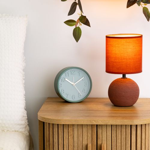 Lampe En Céramique Pied Boule Striée Terracotta