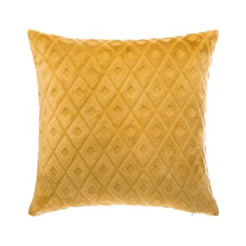 Coussin Déhoussable Ocre Motif En Relief 40 X 40 Cm