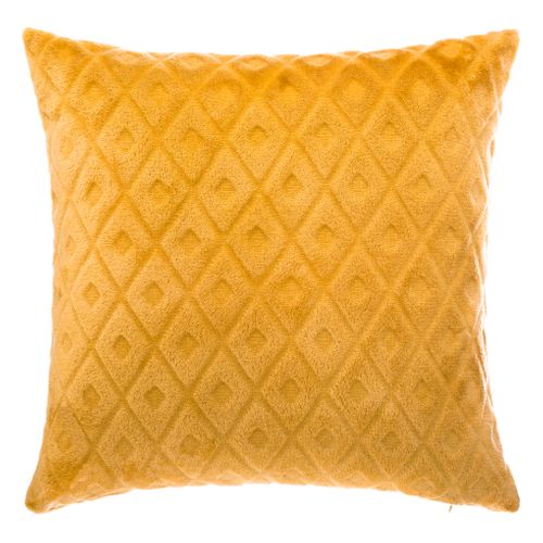 Coussin Déhoussable Ocre Motif En Relief 40 X 40 Cm