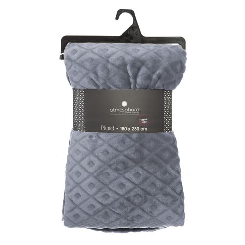 Plaid Gris Motif Losange En Relief 180 X 230 Cm