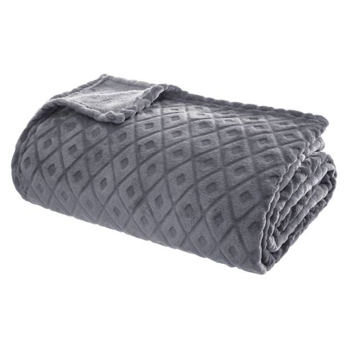 Plaid Gris Motif Losange En Relief 180 X 230 Cm