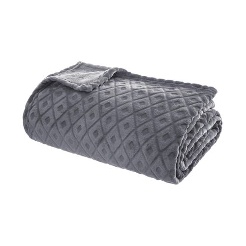 Plaid Gris Motif Losange En Relief 180 X 230 Cm