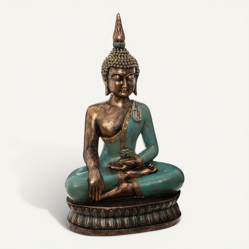 Grande Statue En Résine Bouddha Assis H 72,5 Cm