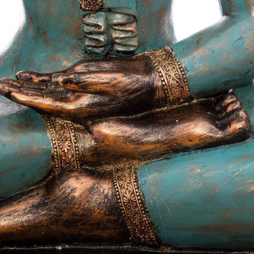 Grande Statue En Résine Bouddha Assis H 72,5 Cm