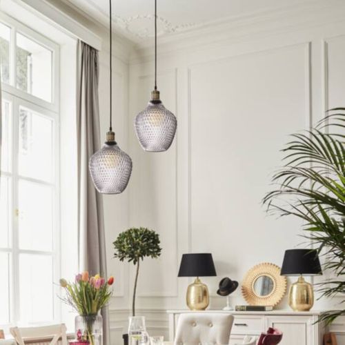 Suspension verre fumé H. 25 cm OMAHA Verre fumé vue d'ambiance 1