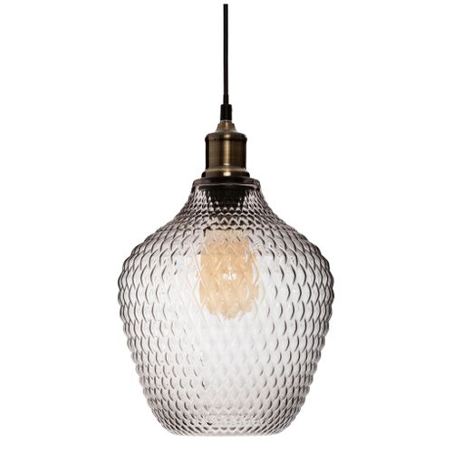 Suspension verre fumé H. 25 cm OMAHA Verre fumé vue de face