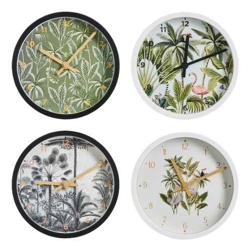 Horloge D.22 cm JUNGLE Blanc / Kaki / Noir