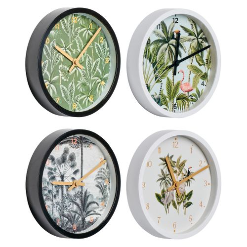 Horloge D.22 cm JUNGLE Blanc / Kaki / Noir