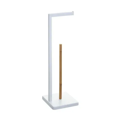 Dérouleur Papier Toilette Wc Avec Réserve En Bambou Blanc