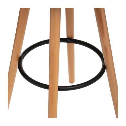 Tabouret De Bar Confortable Assise Noire Et Pieds En Bois H 92 Cm