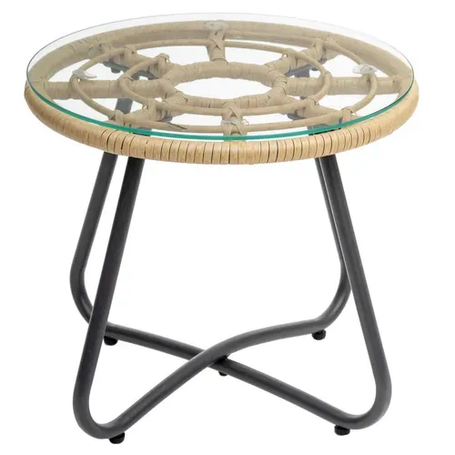 Salon De Jardin Effet Rotin Lambada - 2 Personnes - Beige