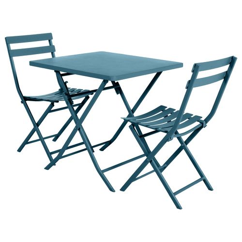 Table De Jardin Pliante Carrée Greensboro - 2 Places - Bleu Canard