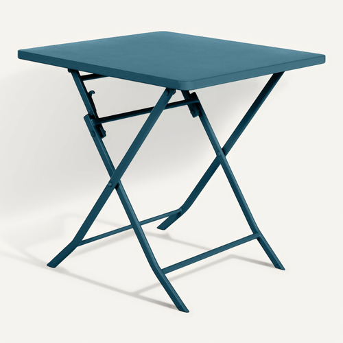 Table De Jardin Pliante Carrée Greensboro - 2 Places - Bleu Canard