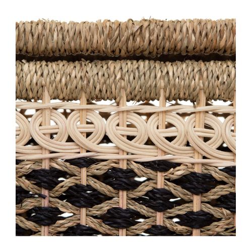 Set De 8 Paniers De Rangement En Seagrass Beige Et Noir