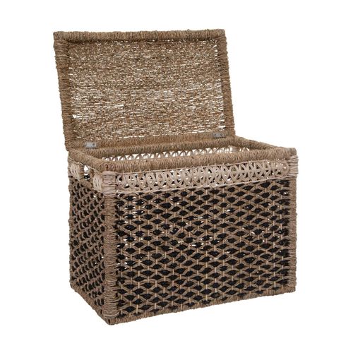Set De 8 Paniers De Rangement En Seagrass Beige Et Noir