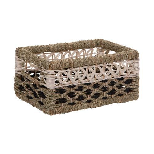 Set De 8 Paniers De Rangement En Seagrass Beige Et Noir