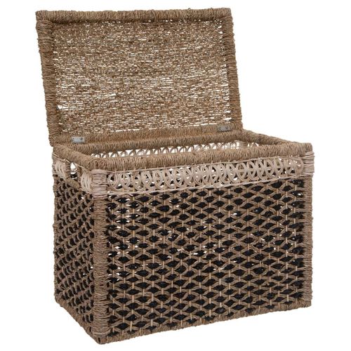 Set De 8 Paniers De Rangement En Seagrass Beige Et Noir