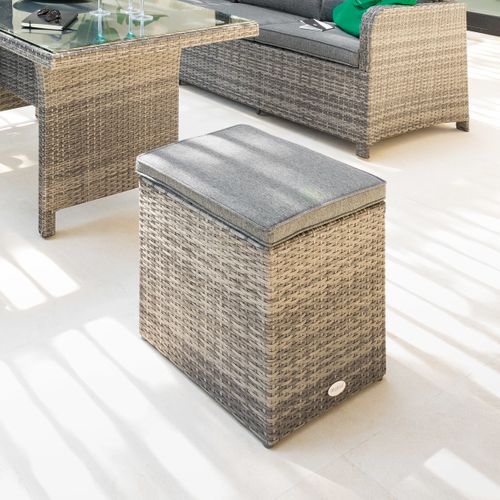 Pouf De Jardin En Résine Tressée Mayari - Gris Ombre