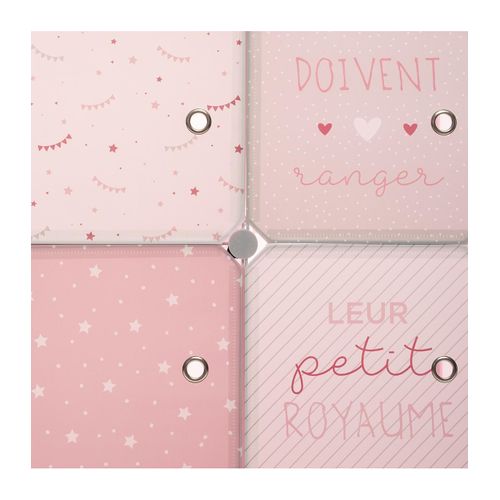 Armoire Enfant Avec Rangement Et Penderie Modulable Rose H 124 Cm