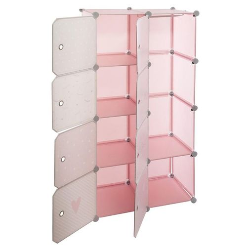Armoire Enfant Avec Rangement Et Penderie Modulable Rose H 124 Cm