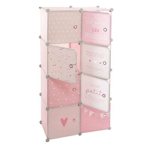Armoire Enfant Avec Rangement Et Penderie Modulable Rose H 124 Cm
