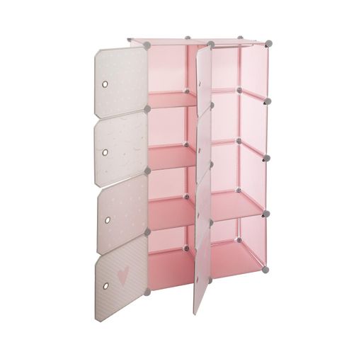 Armoire Enfant Avec Rangement Et Penderie Modulable Rose H 124 Cm