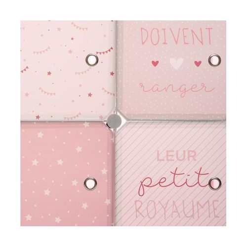 Armoire Enfant Avec Rangement Et Penderie Modulable Rose H 124 Cm