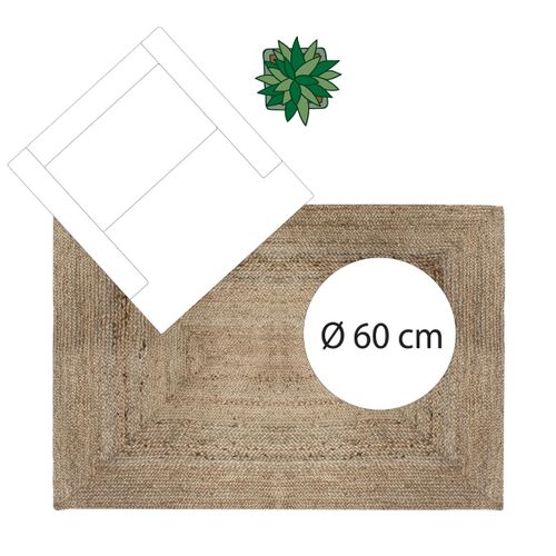 Tapis Décoratif En Jute 120 X 170 Cm