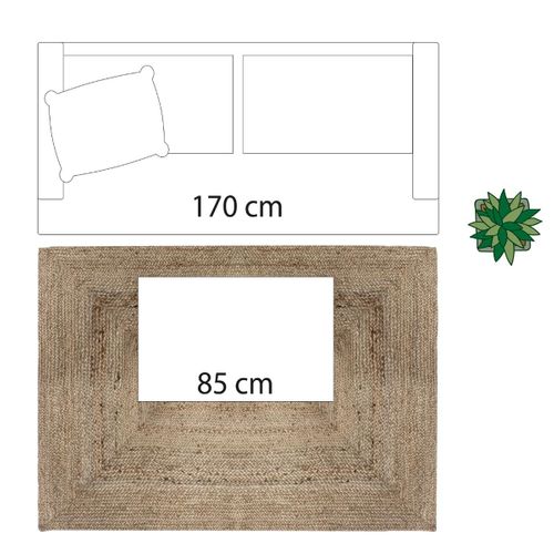 Tapis Décoratif En Jute 120 X 170 Cm
