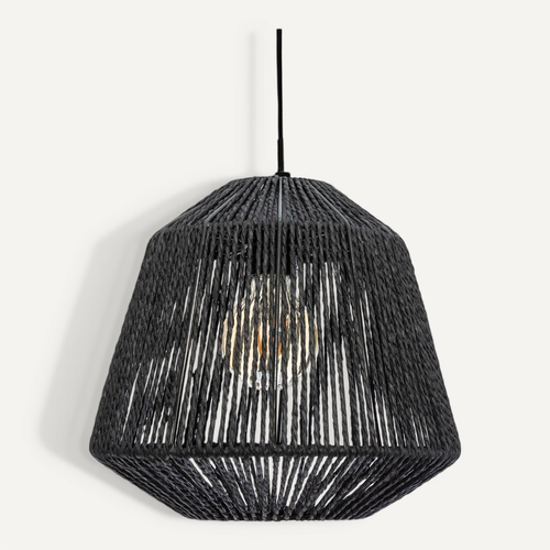 Luminaire Suspension Corde D 29 Cm Noir