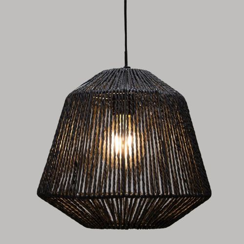 Luminaire Suspension Corde D 29 Cm Noir