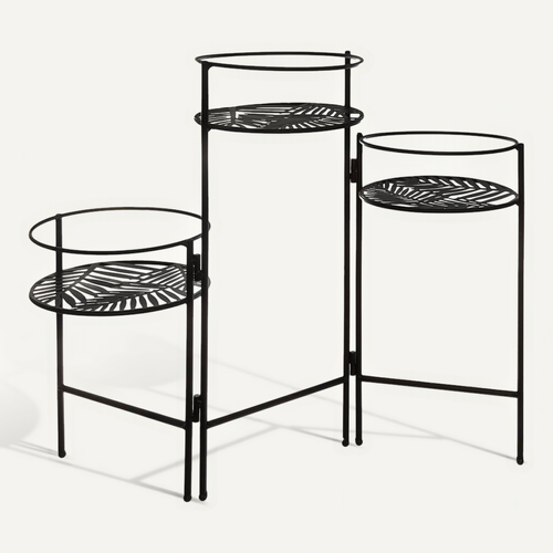 Set De 3 Portes Plantes Noir L49cm