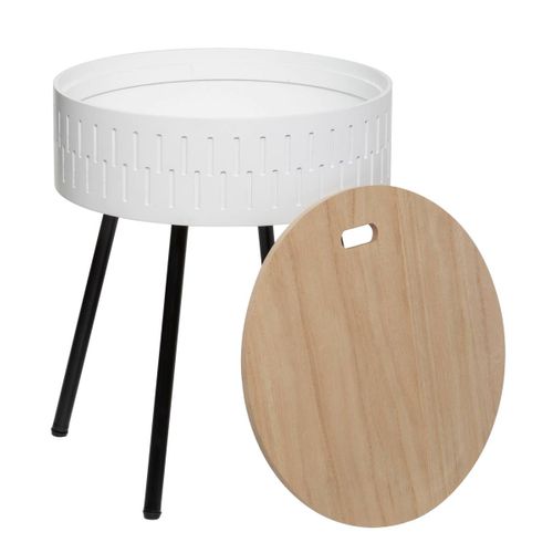 2 En 1 Table à Café Et Coffre De Rangement Blanc