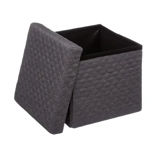 2 En 1 Pouf Et Coffre De Rangement Gris Foncé  31 X 31 Cm