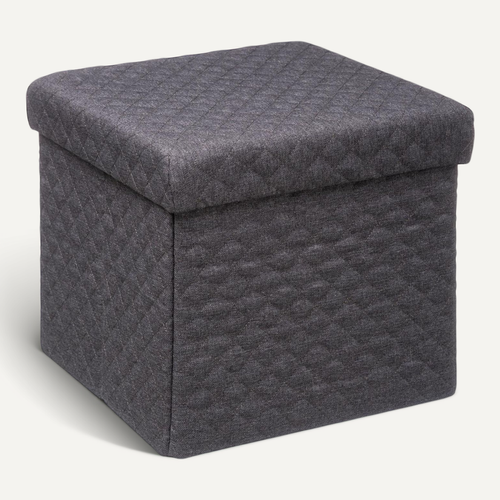 2 En 1 Pouf Et Coffre De Rangement Gris Foncé  31 X 31 Cm