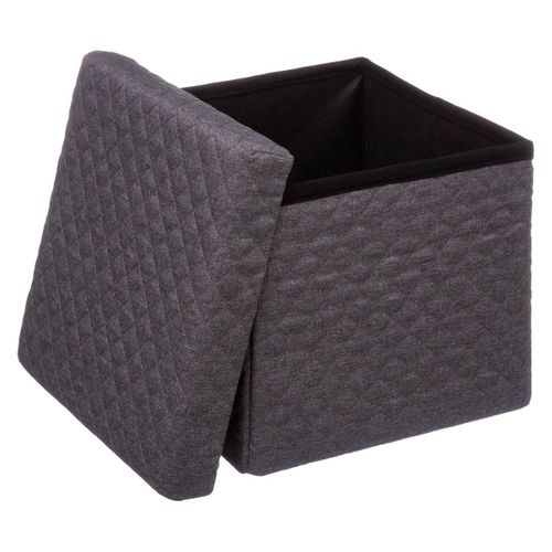 2 En 1 Pouf Et Coffre De Rangement Gris Foncé  31 X 31 Cm