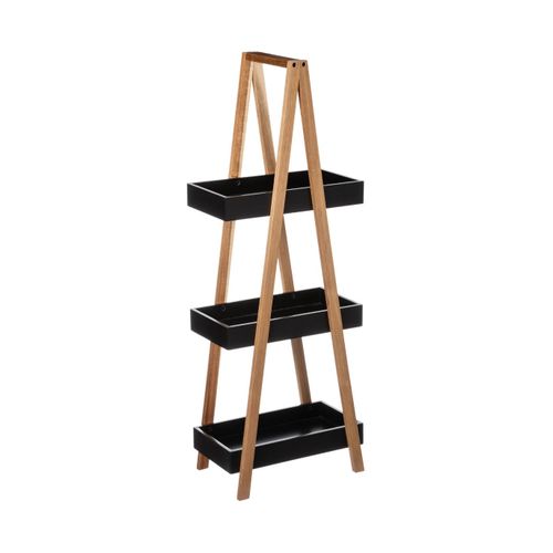 Étagère De Rangement Desserte 3 Niveaux En Bambou Et Bois Noir H 82 Cm