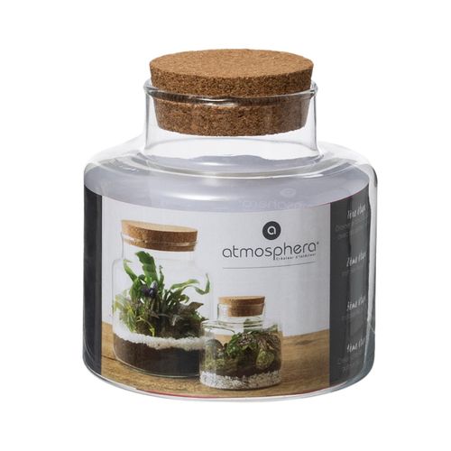 Terrarium En Verre Trempé Et Bouchon Liège H 21.5 Cm Pour Créer Vos Compositions Florales