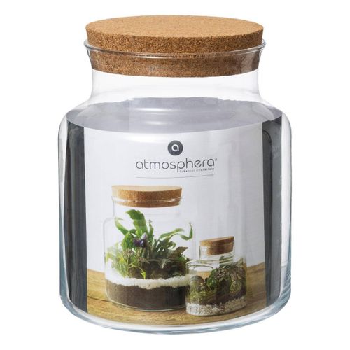 Terrarium En Verre Trempé Et Bouchon Liège H 21.5 Cm Pour Créer Vos Compositions Florales